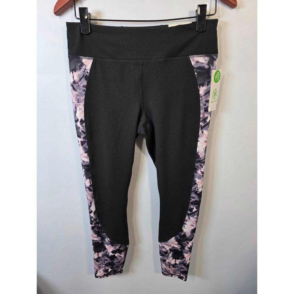 NEW ~ Gaiam Womens OM Fit  7/8 Leggings Black Addison Print Medium M